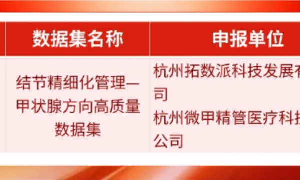 数据赋能AI医疗创新！微甲健康联合拓数派打造甲状腺高质量数据集，获评 2025 萧山区优秀数据集